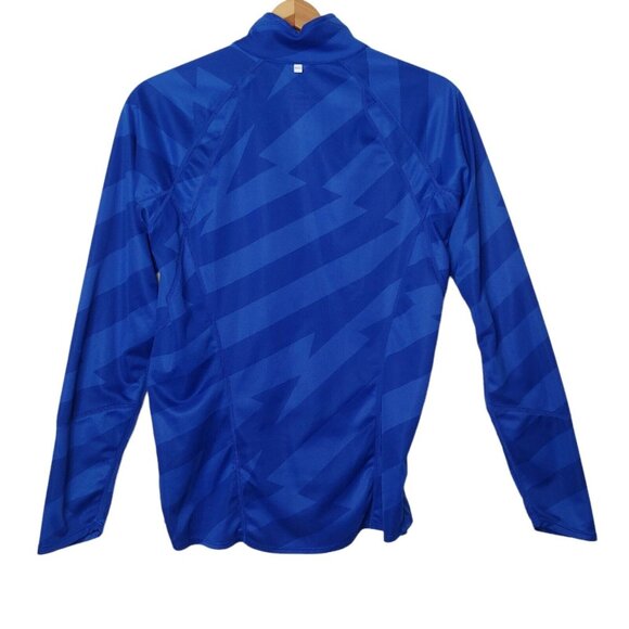 Nike Dri Fit Womens M Shirt Long Sleeve Running Athletic Blue Geometric 1/4 Zip - Picture 4 of 9